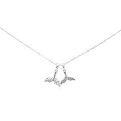 .16ct G SI 14K White Gold Diamond Whale Tail Pendant Necklace 18" Long