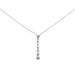 SPECIAL!.26ct G SI 14K White Gold Diamond Flower Drop Pendant Necklace 16" Long