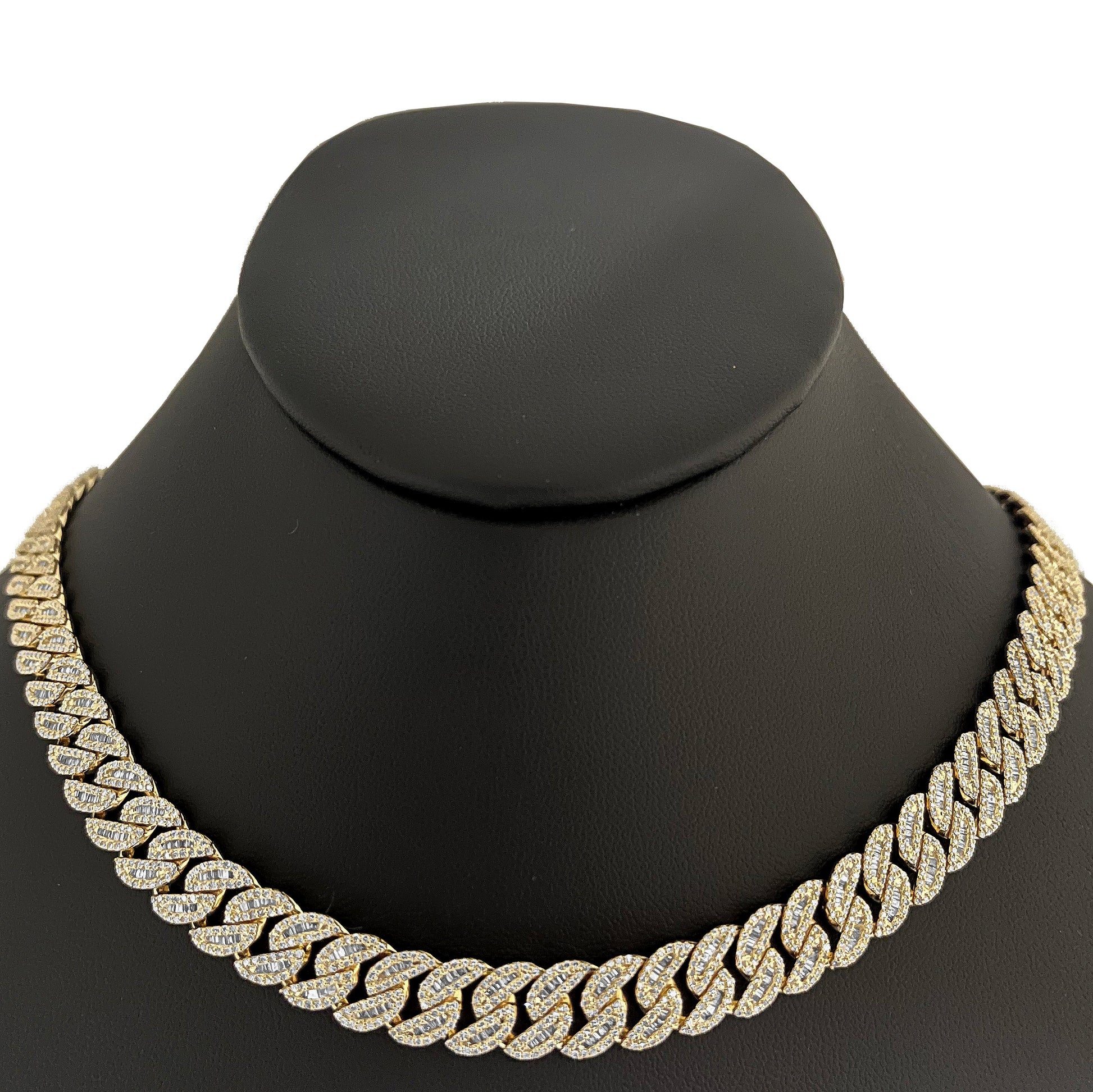 SPECIAL! 9mm 9.09ct G SI 14K Yellow Gold Baguette & Round Diamond Cuban Necklace 20"