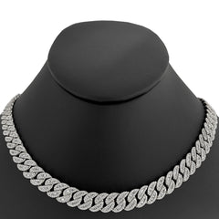 SPECIAL! 9mm 8.63ct G SI 14K White Gold Baguette & Round Diamond Cuban Necklace 20"