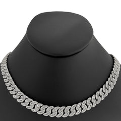 SPECIAL! 9mm 10.11ct G SI 14K White Gold Baguette & Round Diamond Cuban Necklace 22" Long