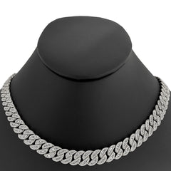 SPECIAL! 9MM 10.09ct G SI 14K White Gold Baguette & Round Diamond Cuban Necklace 22" Long