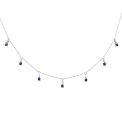 SPECIAL! 1.85ct G SI 14K White Gold Diamond & Blue Sapphire Pendant Necklace 16+2"Ext Chain