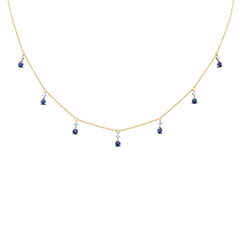 SPECIAL!1.41ct G SI 14K Yellow Gold Diamond & Blue Sapphire Gemstones Pendant Necklace 16+2" Ext Long