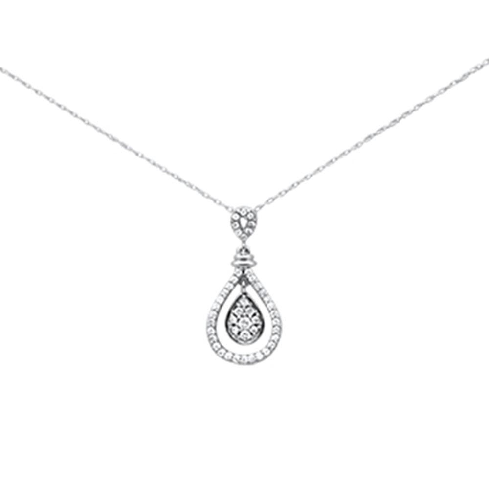 SPECIAL! .26ct G SI 14K White Gold Diamond Pear Shaped Pendant Necklace 18" Long Chain
