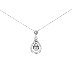 SPECIAL! .26ct G SI 14K White Gold Diamond Pear Shaped Pendant Necklace 18" Long Chain