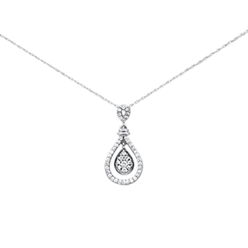 SPECIAL! .26ct G SI 14K White Gold Diamond Pear Shaped Pendant Necklace 18" Long Chain