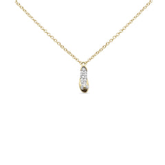 .09ct G SI 14K Yellow Gold Diamond Shoe Style Pendant Necklace 18" Long