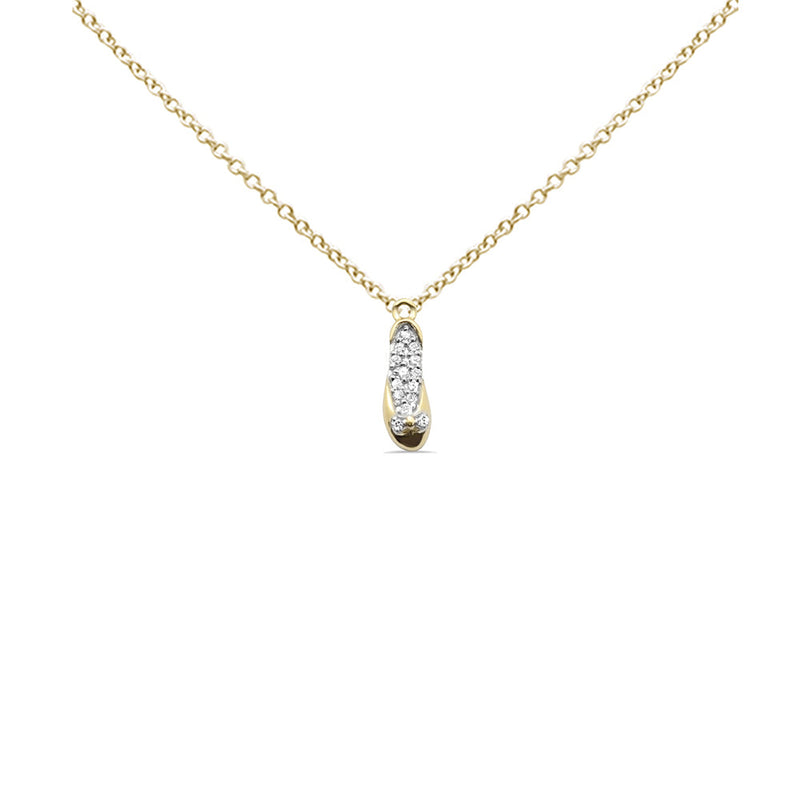 .09ct G SI 14K Yellow Gold Diamond Shoe Style Pendant Necklace 18" Long