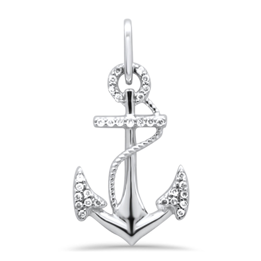 DIAMOND CLOSEOUT!  .16ct G SI 14K White Gold Diamond Anchor Pendant Necklace No Chain