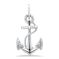 DIAMOND CLOSEOUT!  .16ct G SI 14K White Gold Diamond Anchor Pendant Necklace No Chain