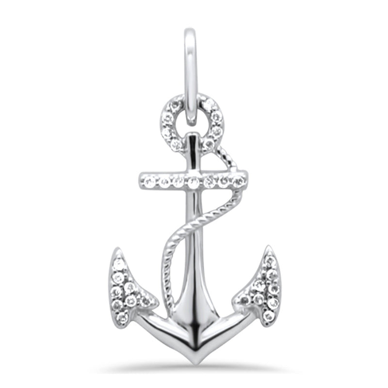 DIAMOND CLOSEOUT!  .16ct G SI 14K White Gold Diamond Anchor Pendant Necklace No Chain
