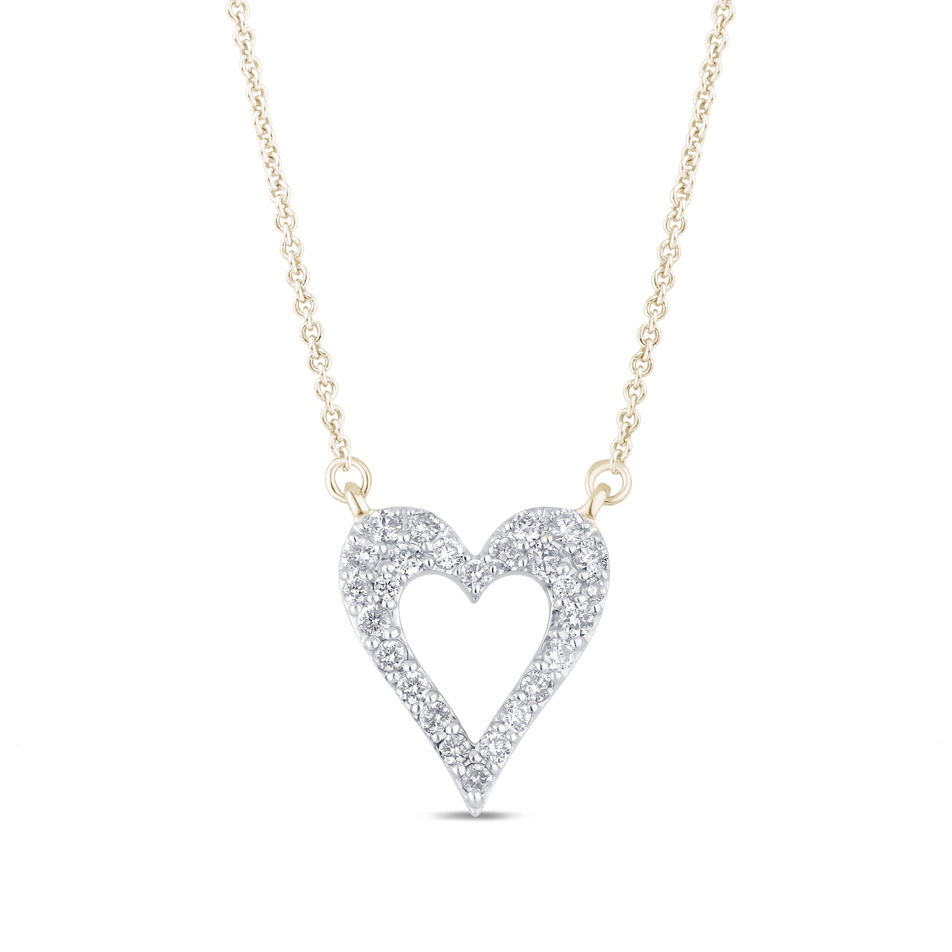 SPECIAL! .25ct G SI 14K Yellow Gold Diamond Heart Shaped Pendant Necklace 18" Long Chain