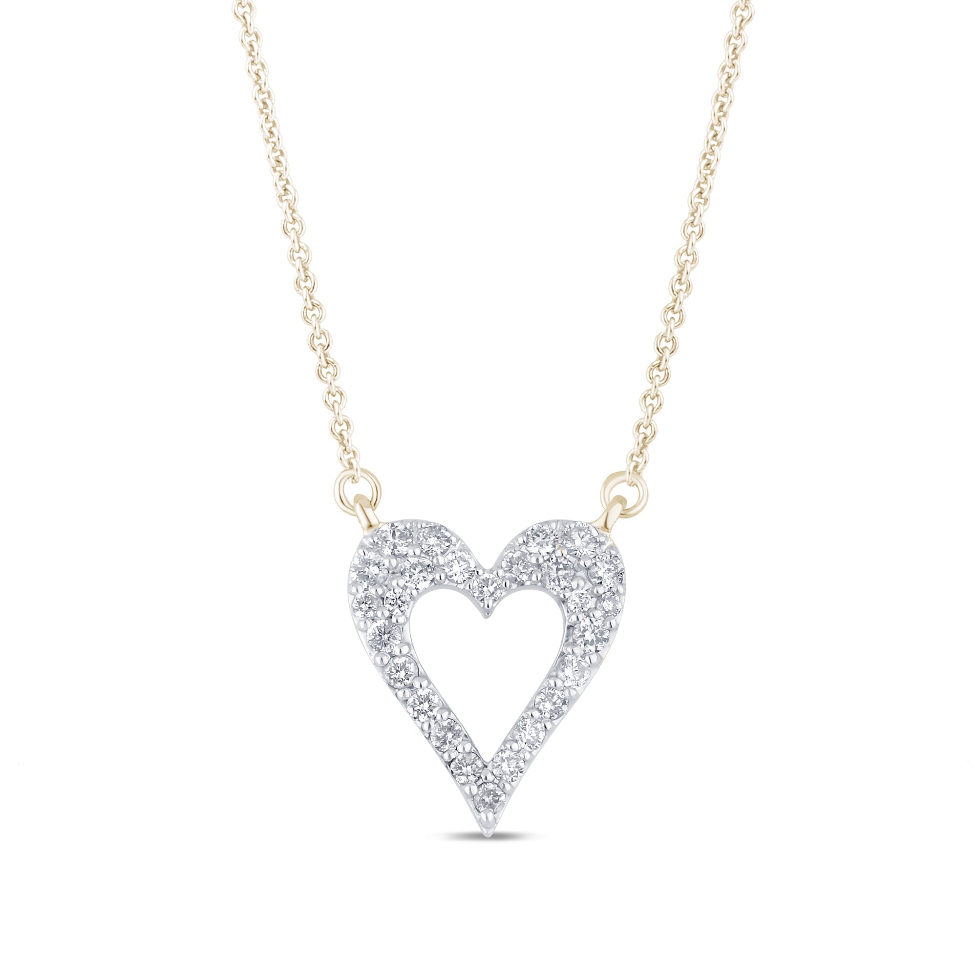 SPECIAL! .25ct G SI 14K Yellow Gold Diamond Heart Shaped Pendant Necklace 18" Long Chain
