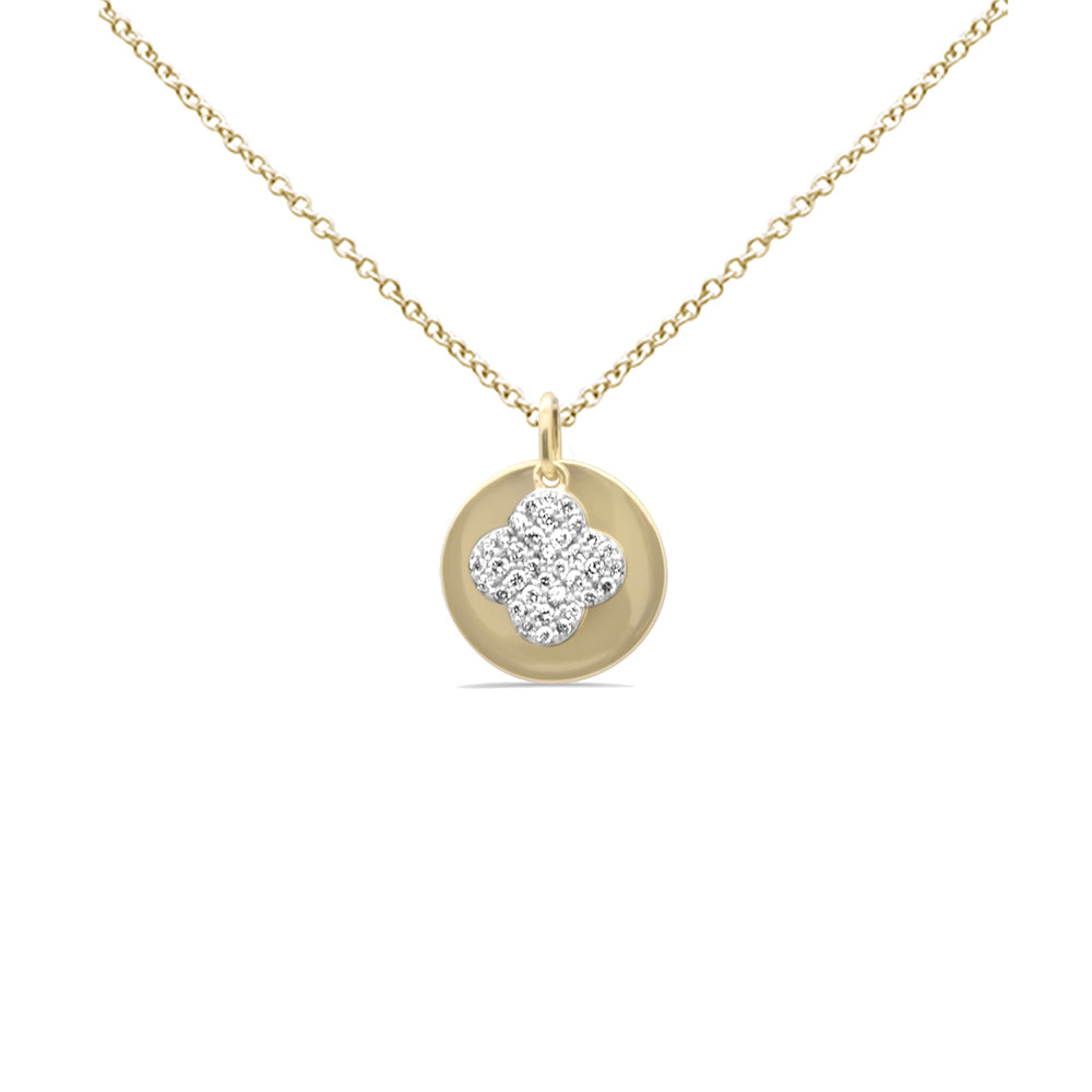SPECIAL! .29ct G SI 14K Yellow Gold Diamond Round Shaped with Flower Pendant Necklace 18" Long