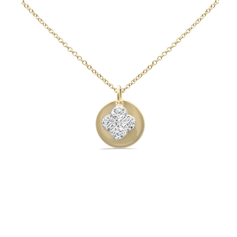 SPECIAL! .29ct G SI 14K Yellow Gold Diamond Round Shaped with Flower Pendant Necklace 18" Long