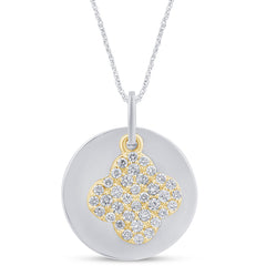 SPECIAL! .29ct G SI 14K Yellow Gold Diamond Round Shaped with Flower Pendant Necklace 18" Long