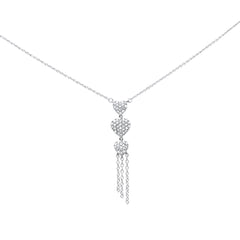 SPECIAL! .33ct G SI 14K White Gold Diamond 3 Hearts Drop Pendant Necklace 16" Long Chain