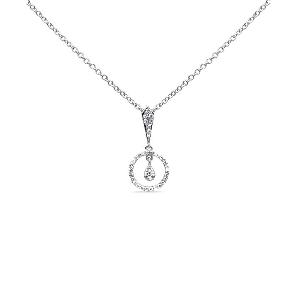 SPECIAL! .22ct G SI 14K White Gold Diamond Round Drop Pendant Necklace 18" Long