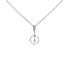 SPECIAL! .22ct G SI 14K White Gold Diamond Round Drop Pendant Necklace 18" Long