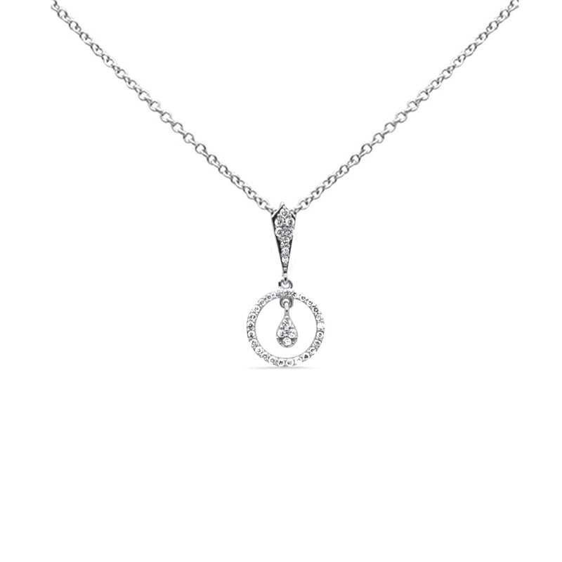 SPECIAL! .22ct G SI 14K White Gold Diamond Round Drop Pendant Necklace 18" Long