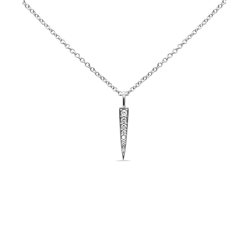 .11ct G SI 14K White Gold Diamond Bar Drop Pendant Necklace 18" Long