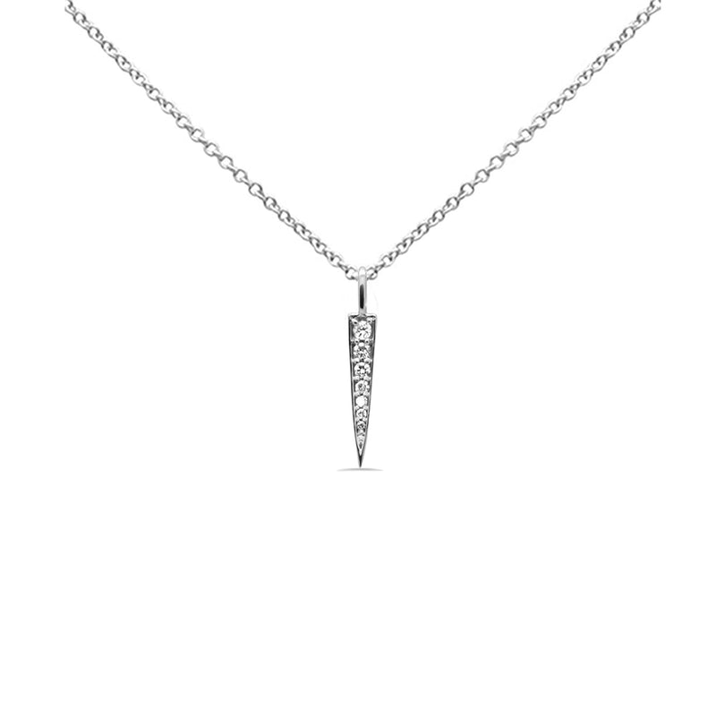 .11ct G SI 14K White Gold Diamond Bar Drop Pendant Necklace 18" Long