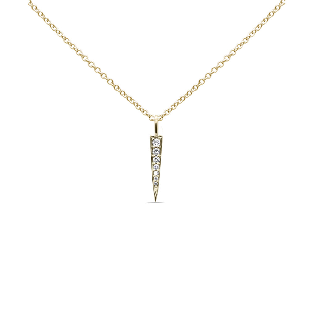 .11ct G SI 14K Yellow Gold Diamond Bar Drop Pendant Necklace 18" Long