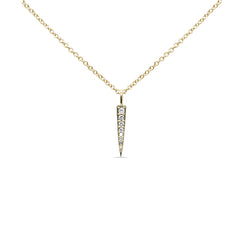 .11ct G SI 14K Yellow Gold Diamond Bar Drop Pendant Necklace 18" Long