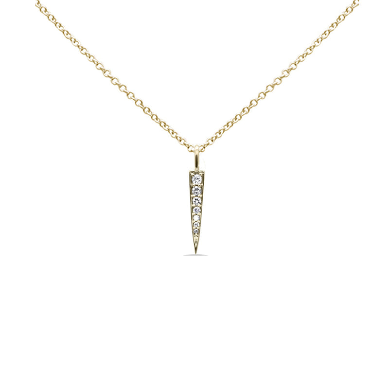 .11ct G SI 14K Yellow Gold Diamond Bar Drop Pendant Necklace 18" Long