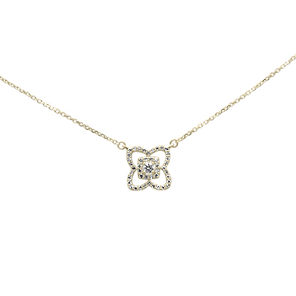 SPECIAL! .26ct G SI 14K Yellow Gold Diamond Flower Pendant Necklace 16+2"Ext Chain