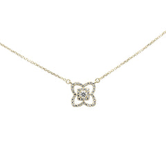 SPECIAL! .26ct G SI 14K Yellow Gold Diamond Flower Pendant Necklace 16+2"Ext Chain