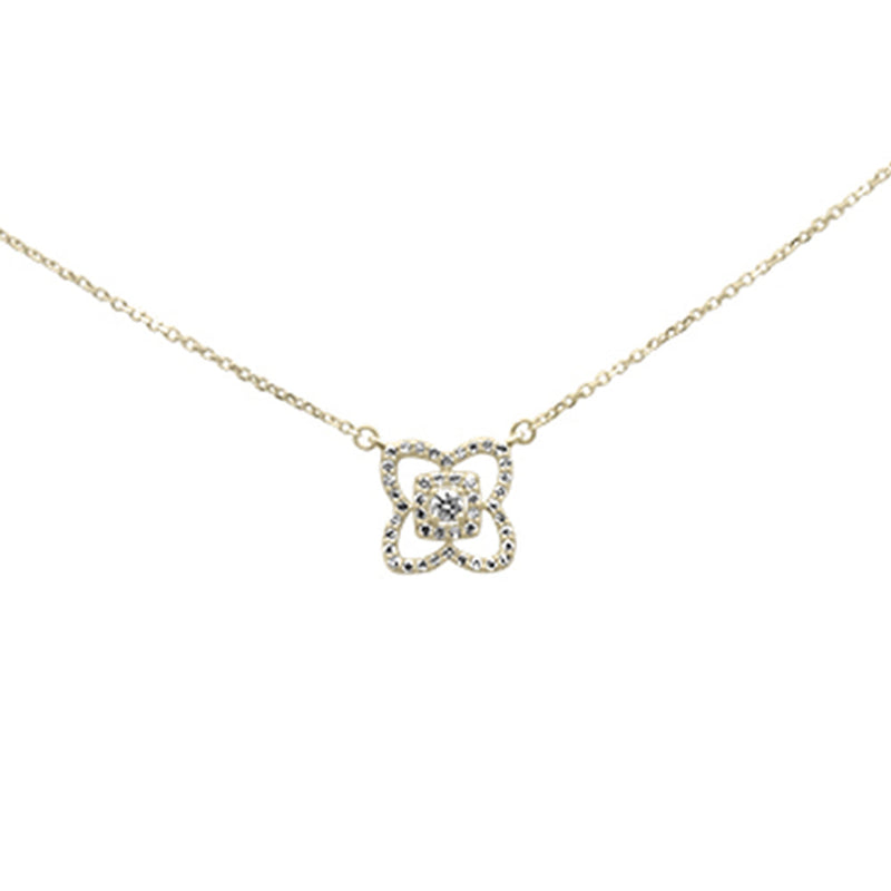 SPECIAL! .26ct G SI 14K Yellow Gold Diamond Flower Pendant Necklace 16+2"Ext Chain