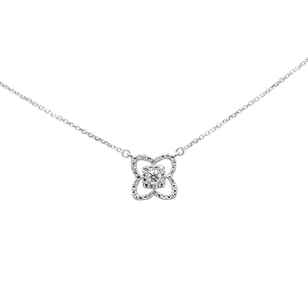 SPECIAL! .26ct G SI 14K White Gold Diamond Flower Pendant Necklace 16+2"Ext Chain
