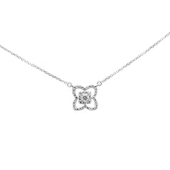 SPECIAL! .26ct G SI 14K White Gold Diamond Flower Pendant Necklace 16+2"Ext Chain