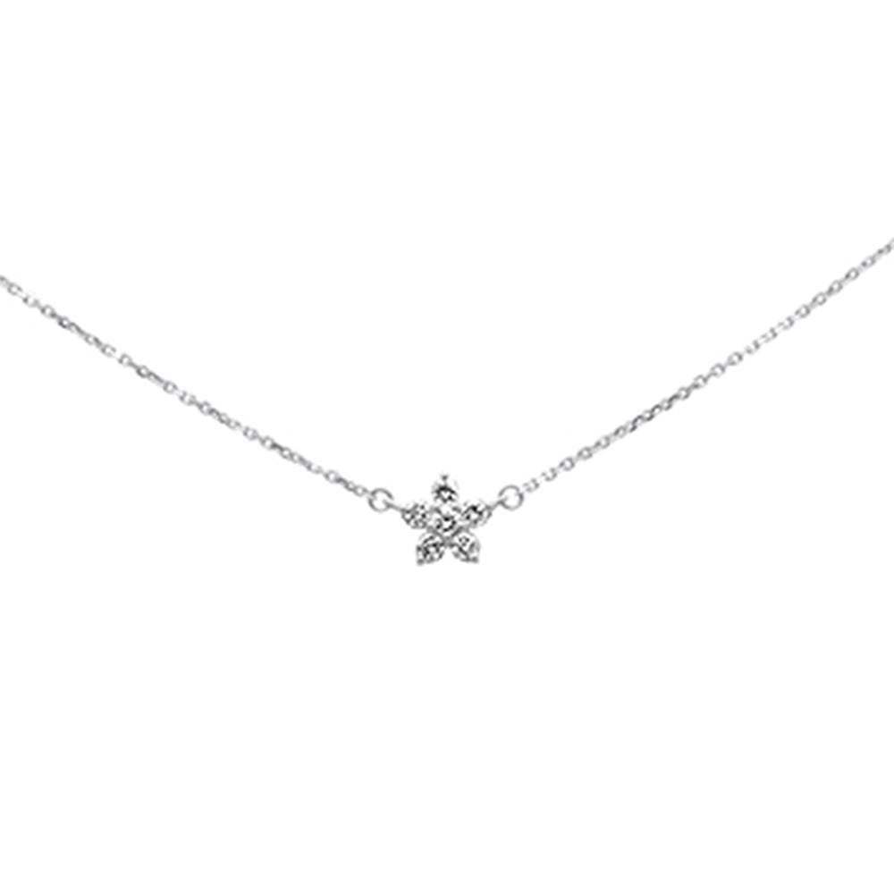 SPECIAL! .27ct G SI 14K White Gold Diamond Flower Pendant Necklace 16+2"Ext Chain