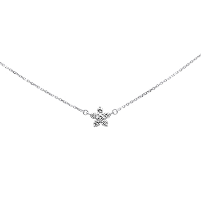 SPECIAL! .27ct G SI 14K White Gold Diamond Flower Pendant Necklace 16+2"Ext Chain