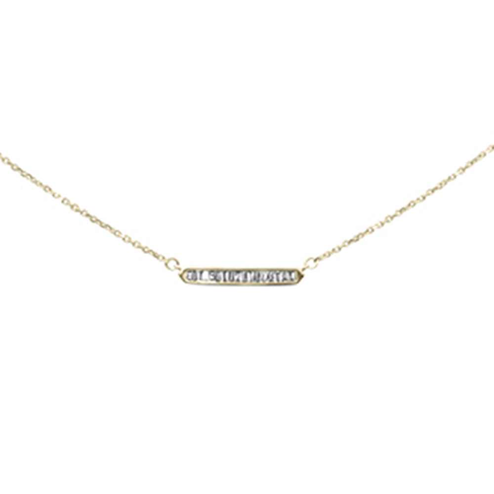 SPECIAL! .14ct G SI 14K Yellow Gold Baguette Diamond Pendant Necklace 16+2"Ext Chain