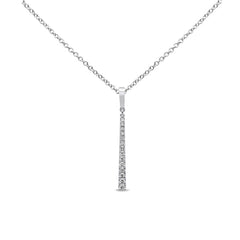 SPECIAL! .22ct G SI 14K White Gold Diamond Line Drop Pendant Necklace 18" Long