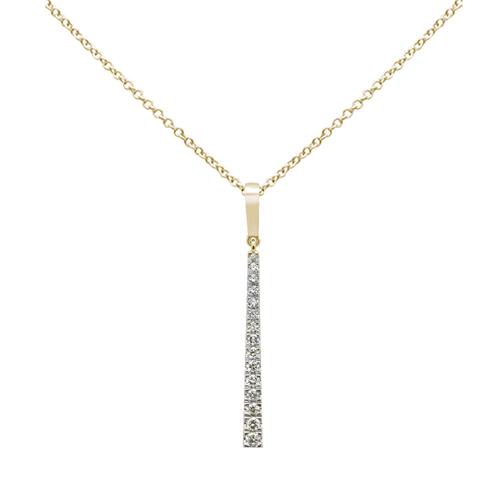 SPECIAL! .21ct G SI 14K Yellow Gold Diamond Line Drop Pendant Necklace 18" Long