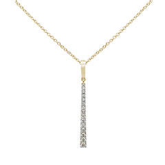SPECIAL! .21ct G SI 14K Yellow Gold Diamond Line Drop Pendant Necklace 18" Long