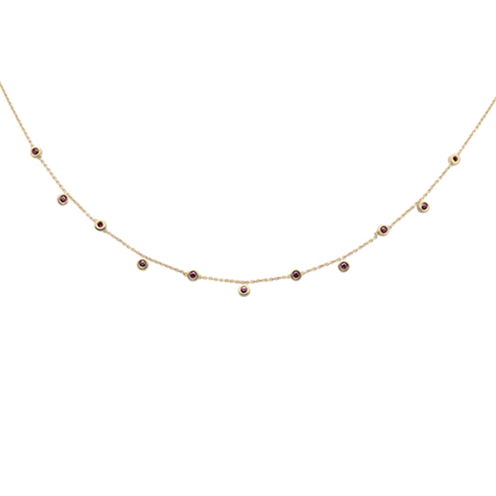 SPECIAL! .32ct 14K Yellow Gold Ruby Gemstones Pendant Necklace 18+2"Ext Chain