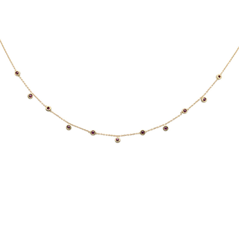 SPECIAL! .32ct 14K Yellow Gold Ruby Gemstones Pendant Necklace 18+2"Ext Chain