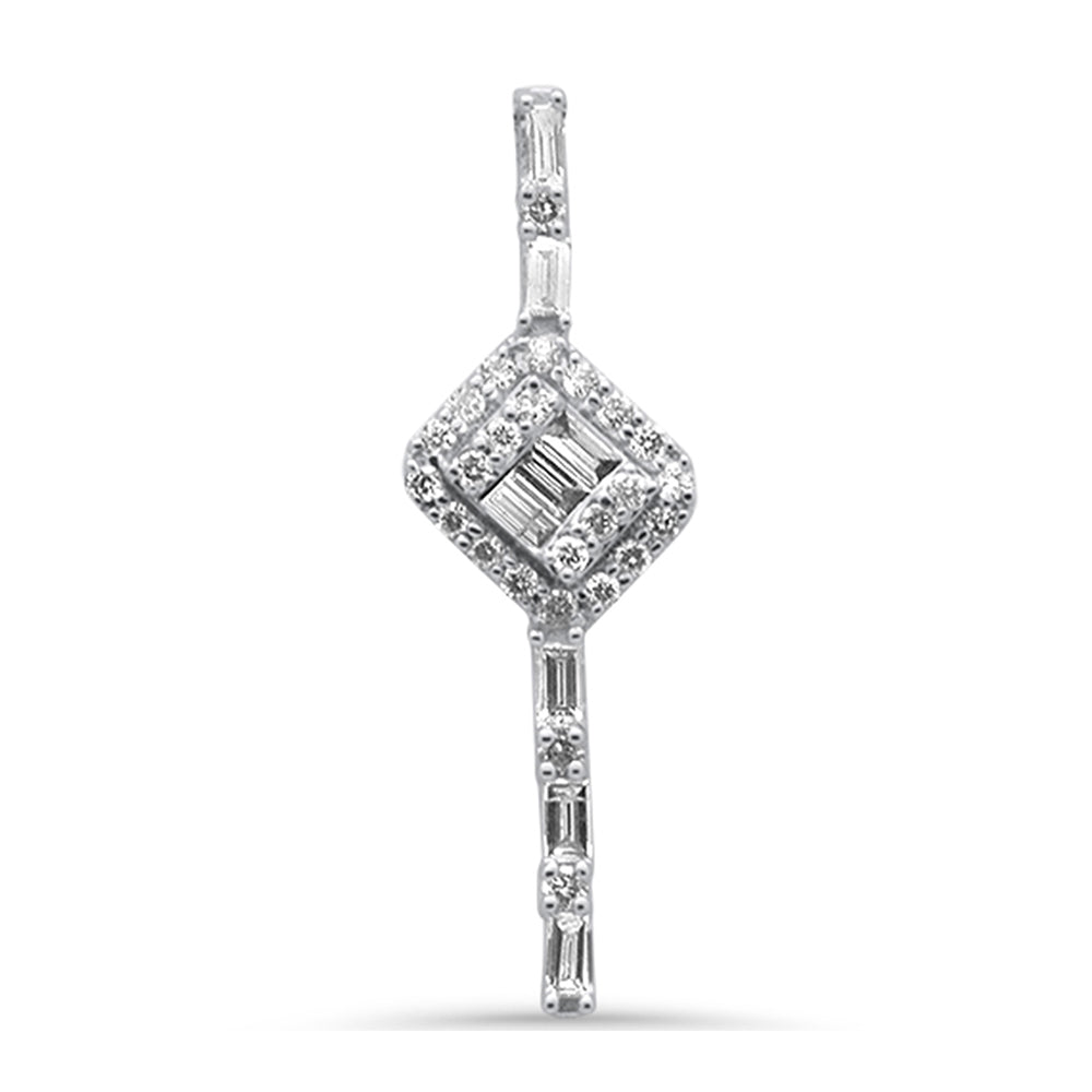 SPECIAL! .40ct G SI 14K White Gold Round & Baguette Diamond Pendant 18"