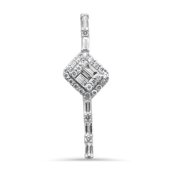 SPECIAL! .40ct G SI 14K White Gold Round & Baguette Diamond Pendant 18"