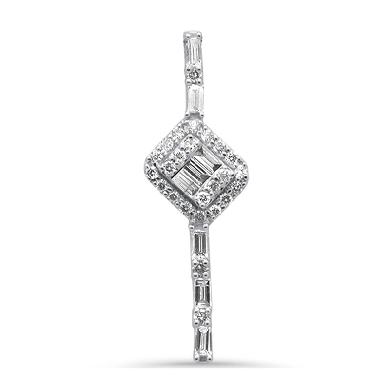 SPECIAL! .40ct G SI 14K White Gold Round & Baguette Diamond Pendant 18"