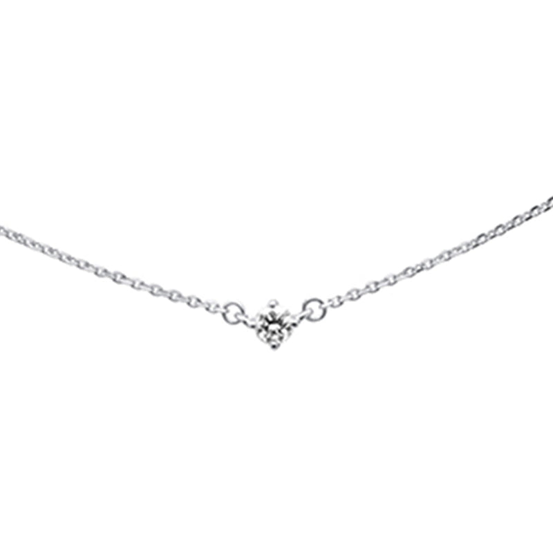 SPECIAL! .13ct G SI 14K White Gold Diamond Solitaire Pendant Necklace 16+2"Ext Chain