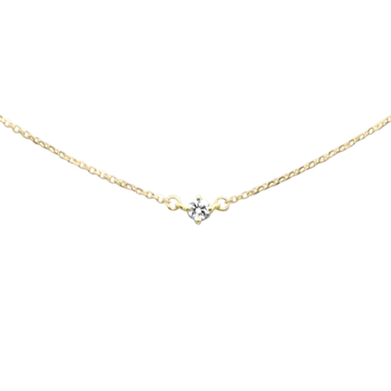 SPECIAL!.13ct G SI 14K Yellow Gold Diamond Solitaire Pendant Necklace 16+2" EXT Long