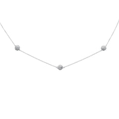 DIAMOND CLOSEOUT!  .98ct G SI 14K White Gold Diamond 3 Disco Ball Pendant Necklace 16+2"Ext Long Chain