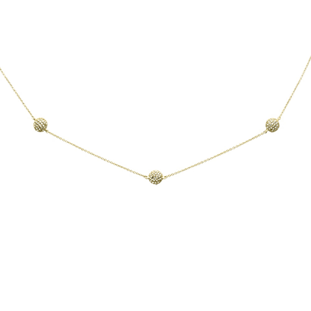 DIAMOND CLOSEOUT!  .98ct G SI 14K Yellow Gold Diamond 3 Disco Ball Pendant Necklace 16+2"Ext Long Chain